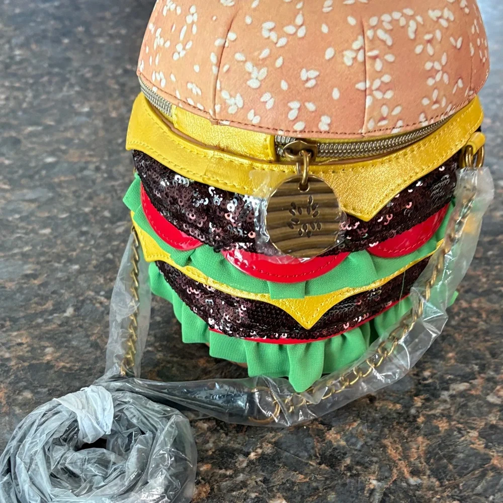 Betsey Johnson Multicolor Sequin Burger Crossbody Bag - Picture 5 of 8